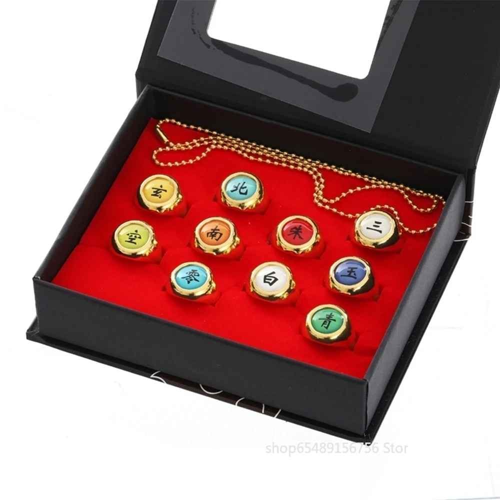 Anime HOKAGE Japan Akatsuki Cosplay Rings Set Sasori Itachi Hidan Deidara Pein Accessories Prop Christmas Halloween Party Gifts |