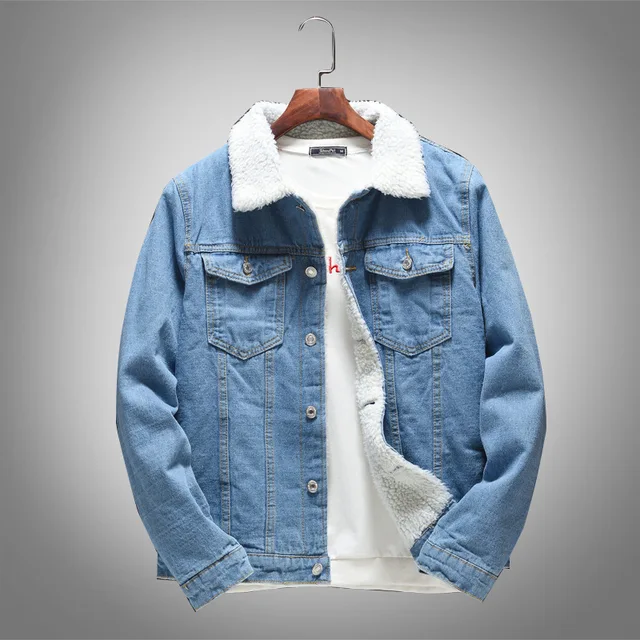 Velvet Male Denim Coat Brand Clothing 