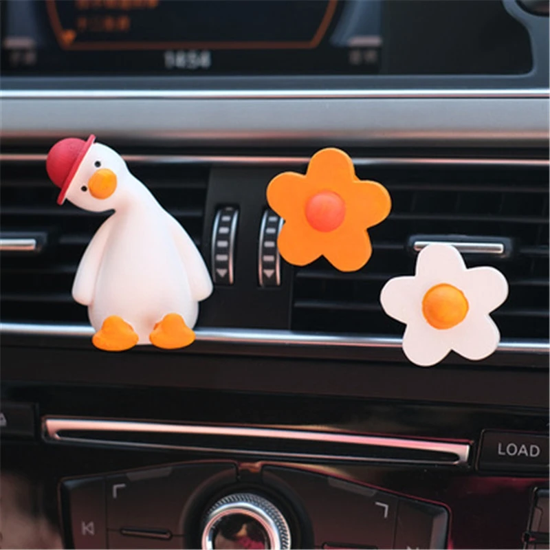 Air Freshener Car Interior Air Outlet Little Flower Cartoon Duck Solid Fragrance Diffuser Car Styling Decoration Accessories