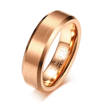 

Somen Tungsten ring 6mm Rose Gold Color Men Women Wedding Band Engagement Rings Brushed For Male Female Couple Jewelry