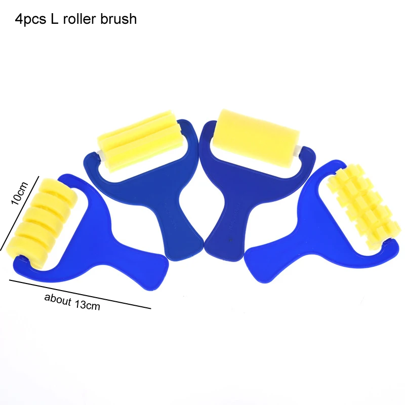 4pcs L roller brush Граффити художественный Рисунок художественные ролики для растяжки поворачивать, вращать губку школьные канцелярские принадлежности для рисования инструмент для рукоделия - Цвет: 4pcs L roller brush