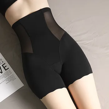 

Summer hip-lifting thin body shaping pants women's anti-empty non-curling high-waist ice silk belly pants lace safety leggings