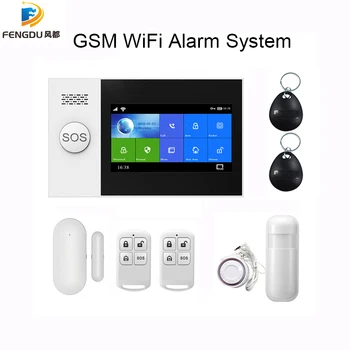 

Wireless WiFi GSM Security Alarm System Tuya APP Control Burglar Home Alarm System with Motion Detector Sensor for Smart Home