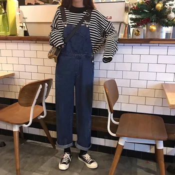 

Cec Pants Female 2019 Loose Wide Leg Jeans Age Reduction Bib