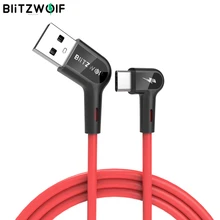 Blitzwolf BW-AC1 USB A do typu C 3A kabel danych do ładowania 90 ° kąt prosty do telefonu komórkowego grając w gry na telefony komórkowe