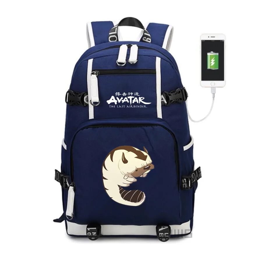 Аватар "Повелитель стихий" холст рюкзак студентов USB для зарядки Mochila школьная сумка Повседневная дорожная сумка для ноутбука рюкзак - Цвет: A13