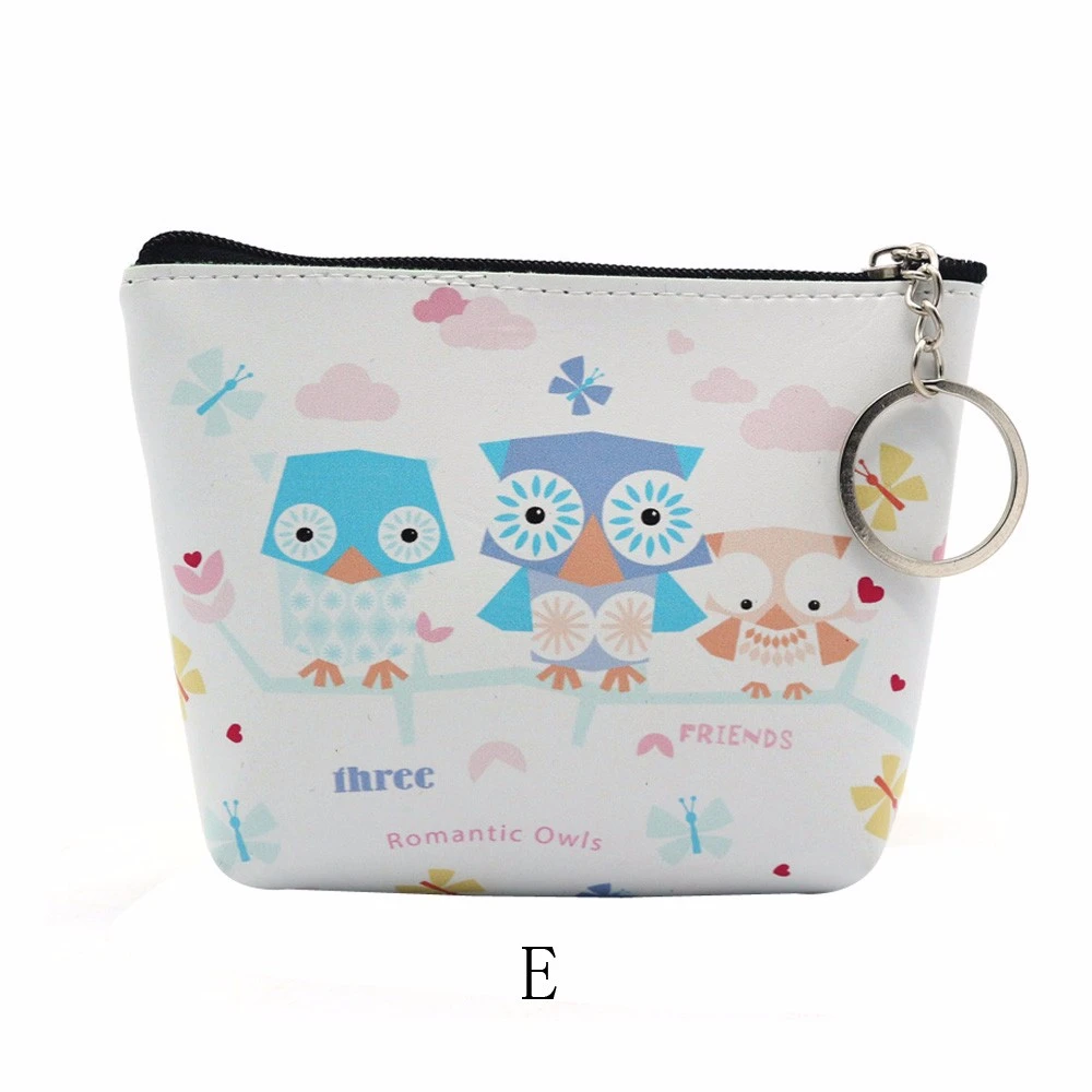 1pcs Cute Simple Retro Owl Printing Short Coin Purse Zipper Zero Wallet Child Girl Boy Women Purse Lady Bag Key Packet 818