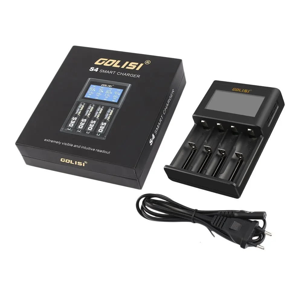 

GOLISI S4 4 Slots 2A Smart LCD Battery Charger Charging for Li-ion 18650 26650 AA & AAA Ni-MH Ni-cd Rechargeable Batteries