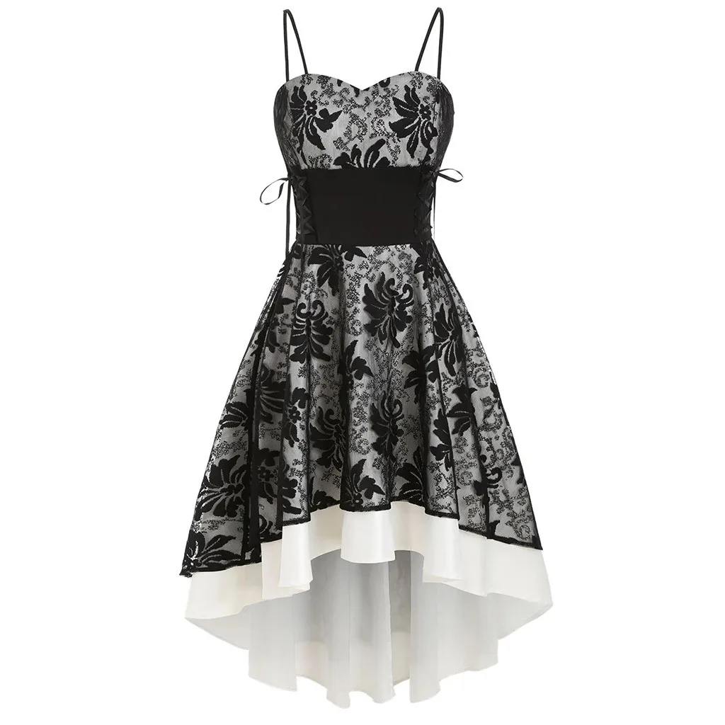 

JAYCOSIN Autumn Women Sexy Patchwork A-Line Dress Casual Sleeveless Lace Party Club Spaghetti Strap Dress Vestidos For Female