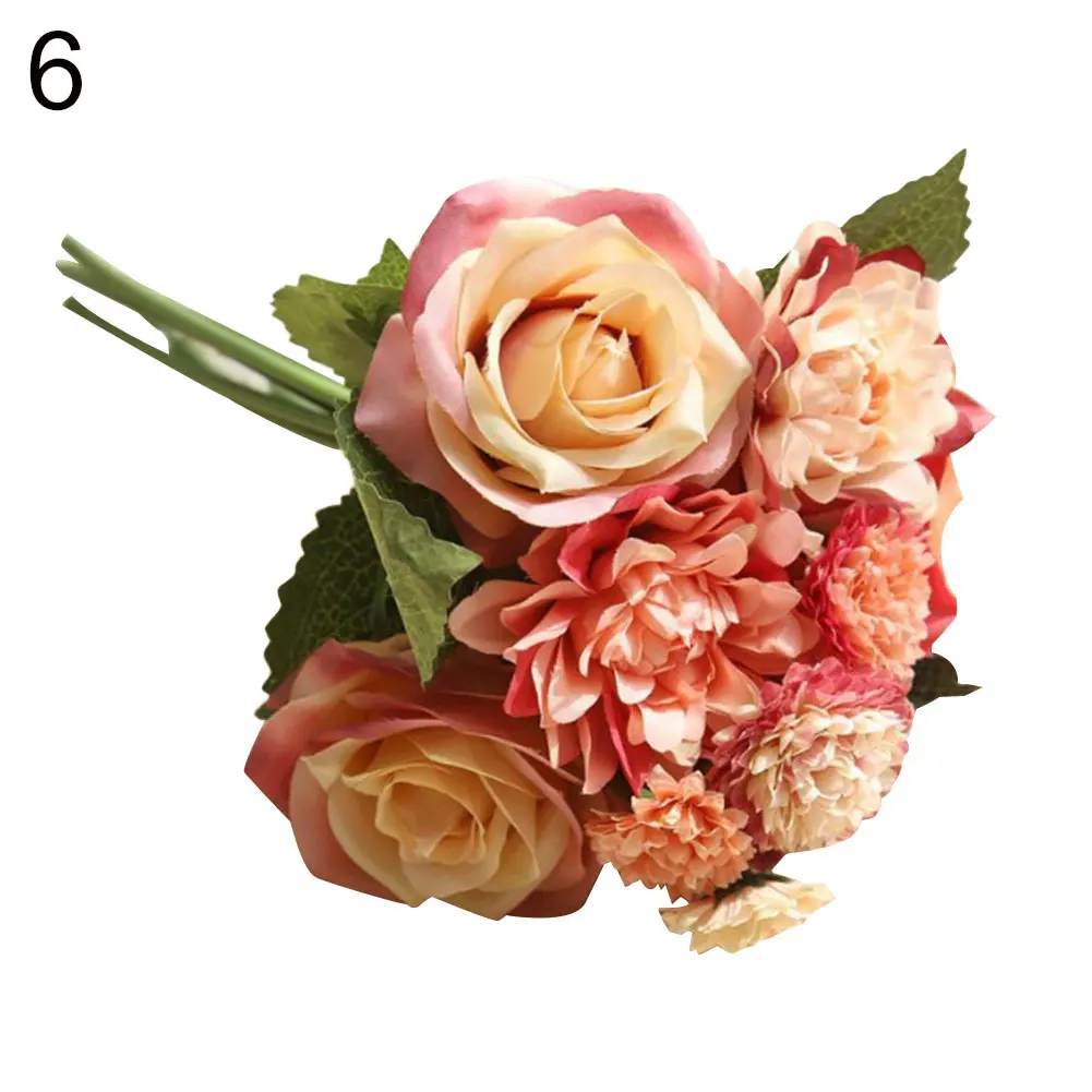 1 Bouquet Artificial Rose Silk Flower DIY Garden Party Home Wedding Holiday Decor - Цвет: 6