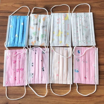 

10Pcs Children Kids Disposable Mouth Face Mask Cartoon Dustproof Non-Woven Fabric Mask Anti-fog