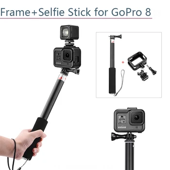 

Plastic Protective Frame Case Border Cover Extendable Pole Rod with Base Selfie Stick for GoPro Hero 8 Action Camera Accessories