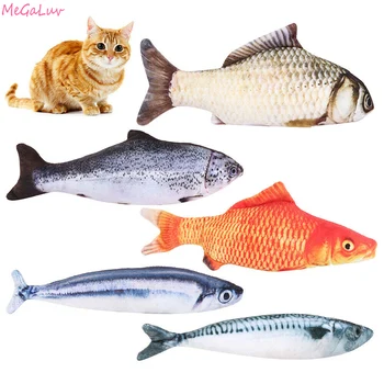 

5Pcs/Set Cute Artificial Fish Shape Simulation Plush Pet Cat Chew Toy Cat Mint Catnip Fish Toys Interaction Training Toys