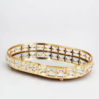 

Fashion European Crystal Storage Tray Cosmetic Holder Wedding Party Birthday Cupcake Dessert Display Stand Jewelry Organizer