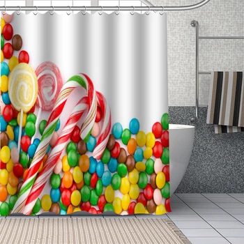 

Custom Candy Shower Curtains DIY Bathroom Curtain Fabric Washable Polyester for Bathtub Art Decor douchegordijn