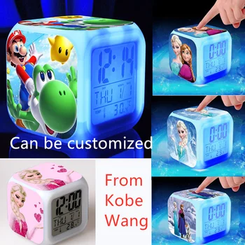 

New Hot sale Anna Minions Pokemon go Kids Cartoon Toys Alarm Clock 7 Color Change Night Light LED Digital Alarm Clock for Kids