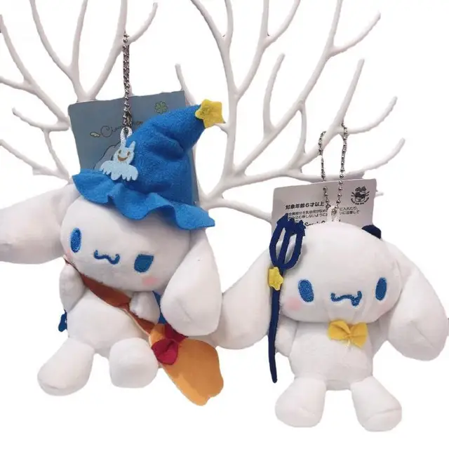 10CM Sanrioed Kawaii Cartoon Keychain Halloween Devil Cinnamoroll Kuromi Plush Toy Doll Pendant Bag Pendant Children's Toys 1