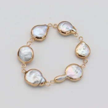 

Natural freshwater pearl connector Irregular white Making jewelry accessories DIY Package sale 10x18-12x20mm