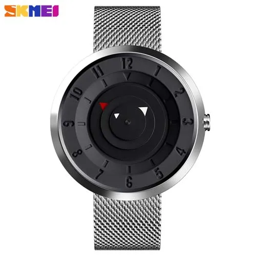 Silver watch SKMEI Роскошные простые мужские кварцевые уличные спортивные часы водонепроницаемые наручные часы Креативный ремешок из нержавеющей стали часы Relogio Masculino - Цвет: Silver watch