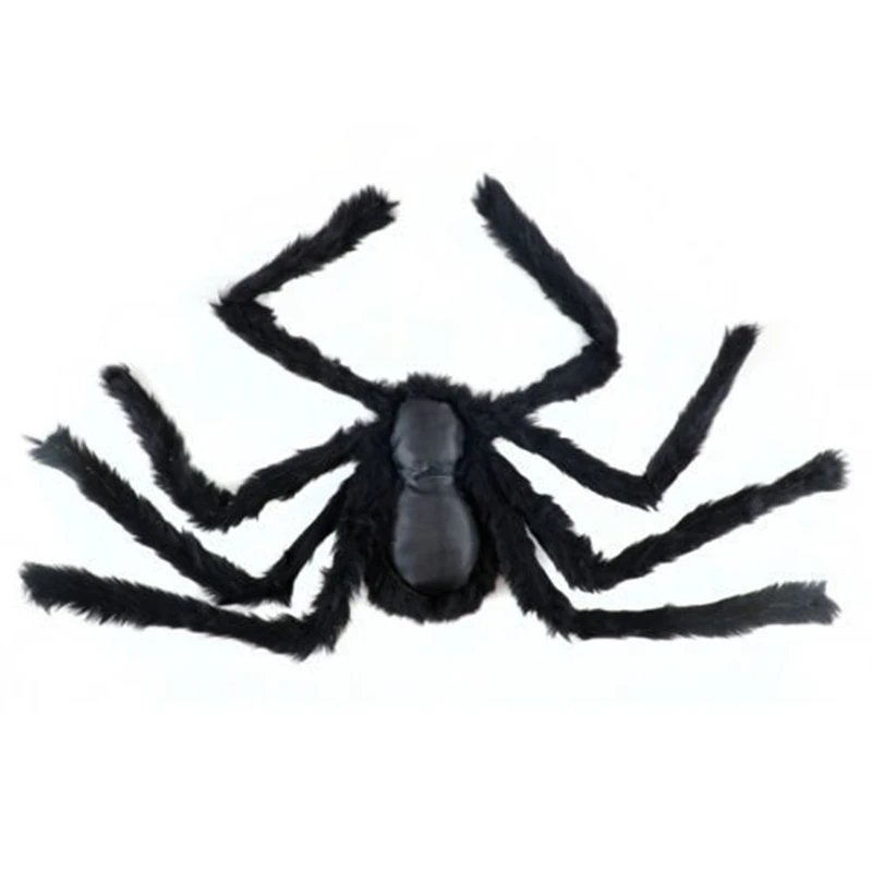 Хэллоуин ужасный большой черный пушистый ненастоящий паук размер 75 см, 90 см, 125 см, 150 см, 200 см Крип трюк или лечения галлон Ложные игрушечные тараканы