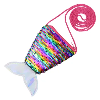 

6PCS Mermaid party favor shinny wallet shoulder bag baby shower favor kids happy birthday party supply back to school gift