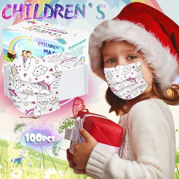 

100PC Children Disposable mask Lovely Cute Anime Cartoon Face Mask Dust-Proof Smog 3Ply Ear Loop Face Shiled Mask Mascara masque