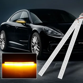 

2PC Car Side Rearview Mirror Indicator Lamp Streamer Strip Flowing Decoration Tail Turn Signal LED Amber Lights 12V 15CM