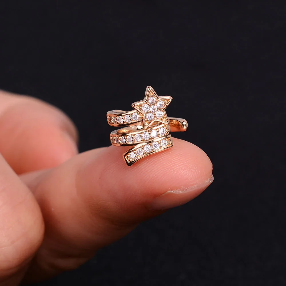 1Pc Zircon Non Piercing Ear Big ClipCuff Wrap Earrings Earcuff Fake Cartilage Clip on Auricle Earing Women Statement Wrap Cuffs
