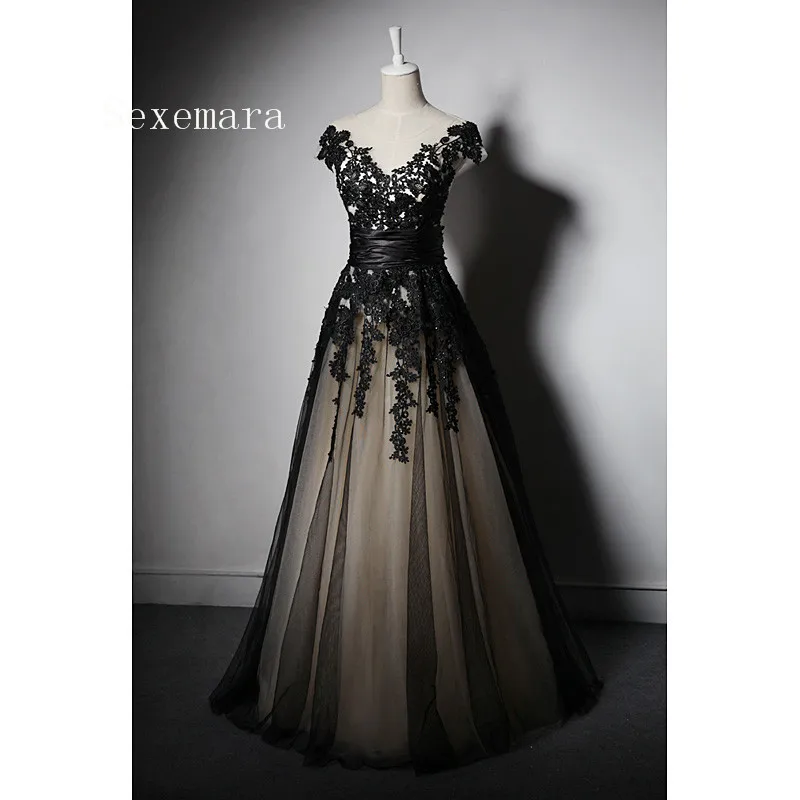 

new design apliques custom a-line lace appliques beading cap sleeve evening prom gown 2018 Mother of the Bride Dresses