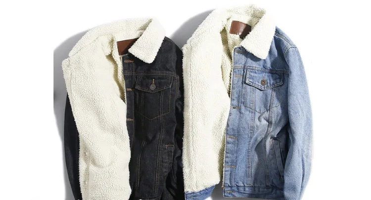 Men Wool Lined Denim Jeans Jackets Outwear With Fur Collar Warm Thicker Denim Jackets Coat For Male Windbreak Size S-4XL (4)