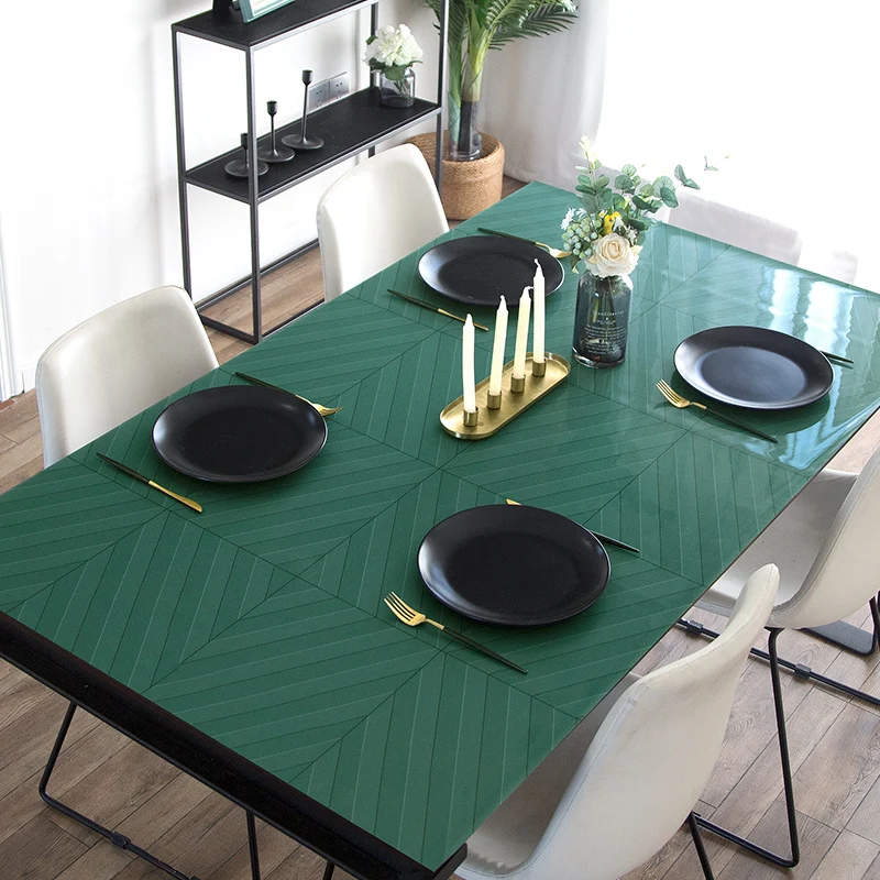 

Odorless soft glass PVC 3D stripes tablecloth Insulation table mat waterproof oilproof placemat customize party table deco cover