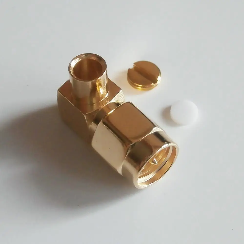 

1X Pcs New RF Connector SMA Male jack 90 Degree Right Angle Solder for semi-rigid RG402 0.141" cable Plug Brass GOLD Plated