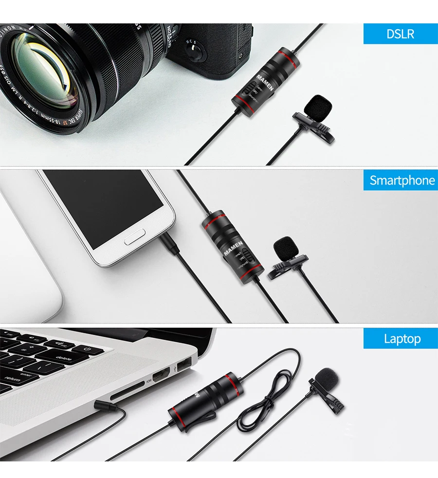 MAMEN 3,5 мм Аудио Видео Запись петличный микрофон с отворотом для iPhone Android Mac Vlog микрофон для DSLR камеры видеокамеры рекордер