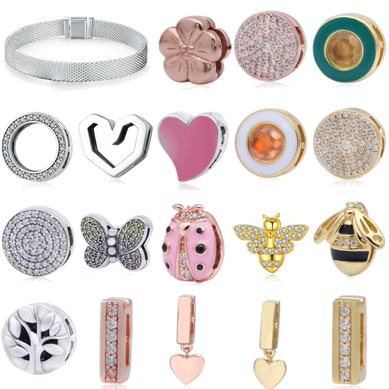 

100% 925 Sterling Silver Timeless Sparking Clip Charms ,fit Original Pandora Reflexions Bracelet,Gift for DIY Jewelry Beads
