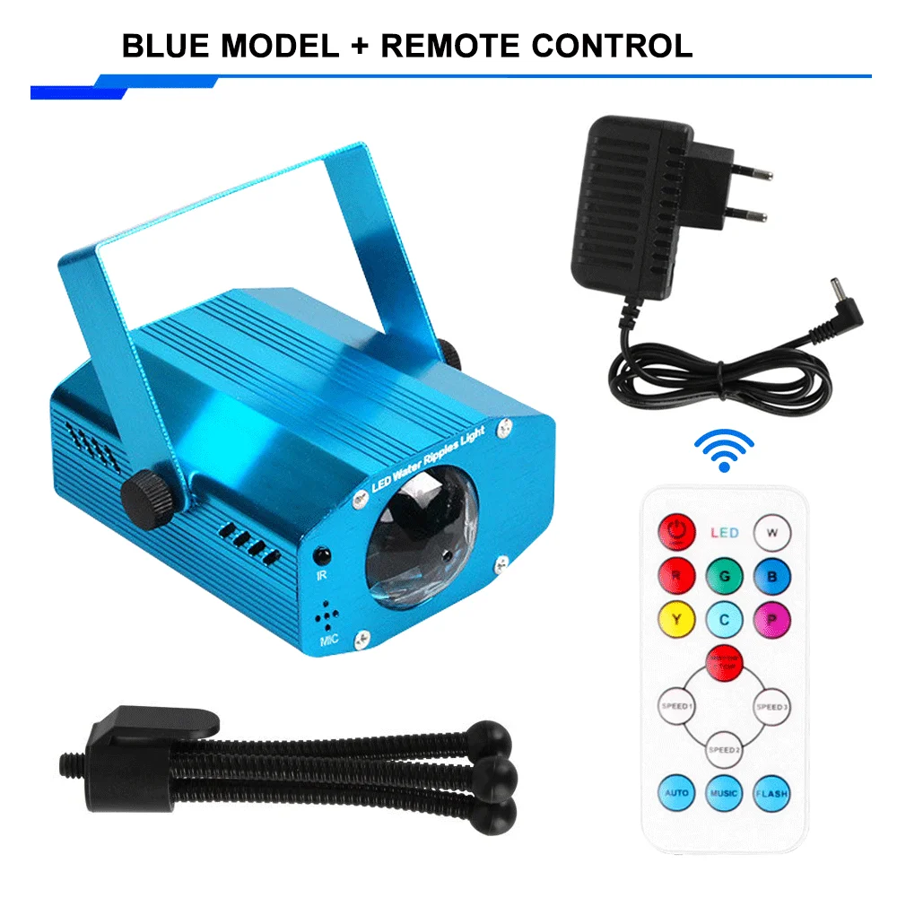 Ondinha de Água Remoto para Casa Luz de Discoteca Luz com Controle Colorida Cachoeira Lâmpada Projeção Festa Luz Palco Como Presentes Natal Led 4 projeção ondinha de água festa luz com