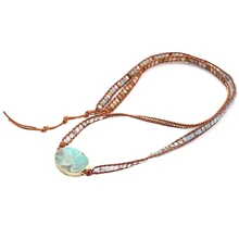 Корейский стиль многослойный модный сплав синтетический драгоценный камень браслет винтажный этнический стиль ювелирные изделия богемный браслет ручной работы