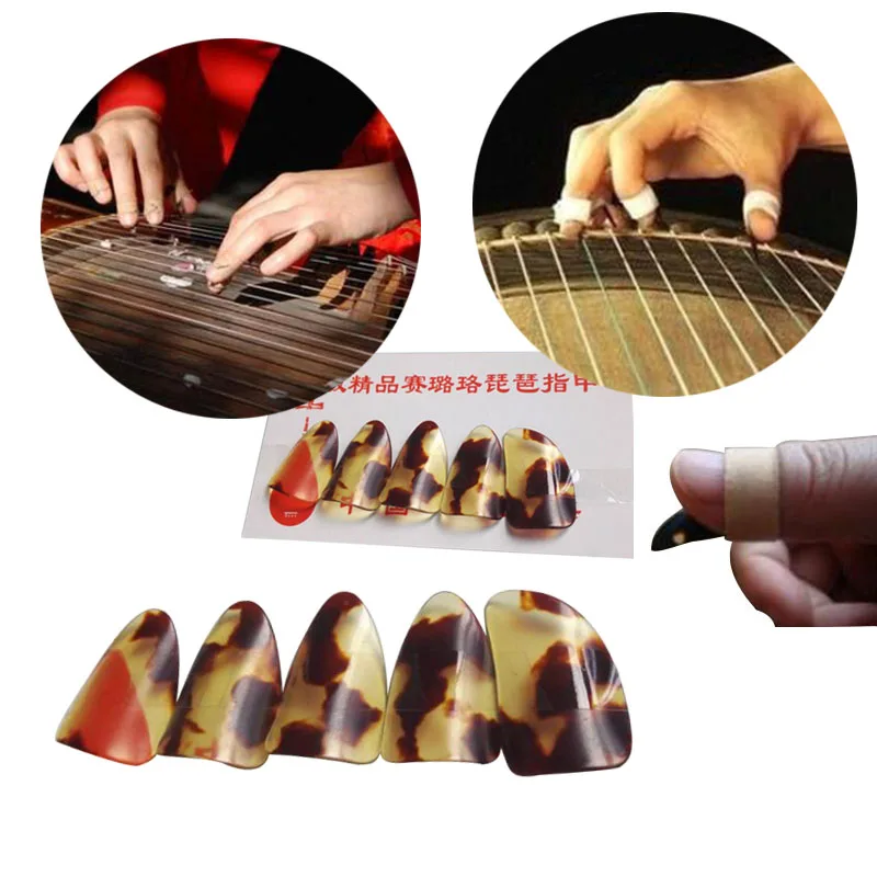 

5PCS/Set Guzheng Finger Picks Large Tortoiseshell Color Gu Zheng Nail Withe