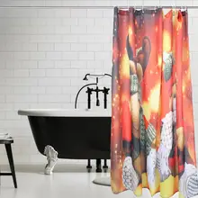 Рождественский узор, водонепроницаемый полиэстер, ткань для ванной, занавеска для душа, декор с 12 крючками, набор, занавеска для душа