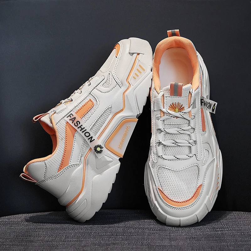 

Microfiber Mesh Women Sneakers Casual Shoes Platform Chunky Sneaker Ladies Vulcanized Shoes Woman Ladies Lace Up Trainers Mujer