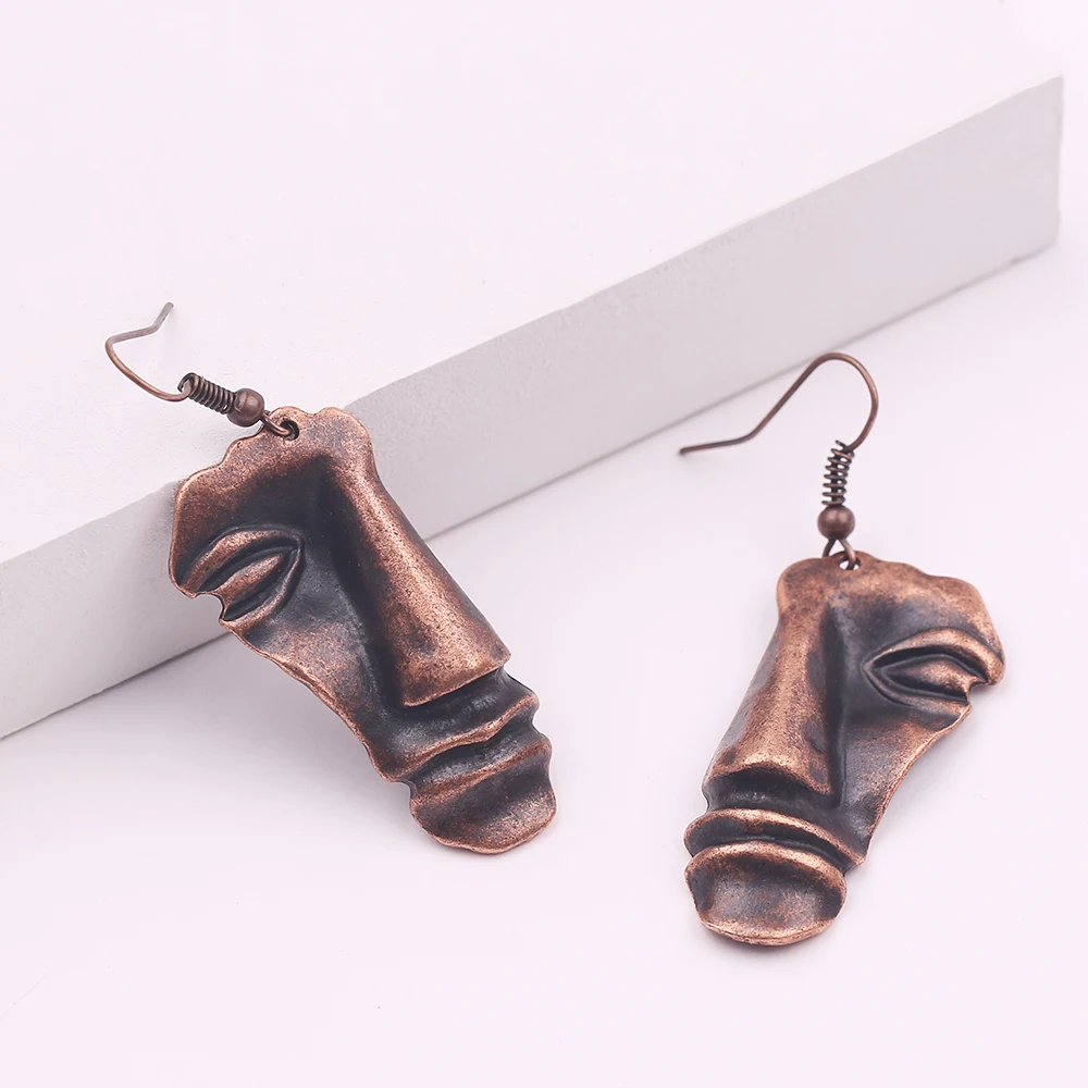 

Fashion Exaggeration Face Earrings Alloy Abstract Art Stone Art Bohemia People Face Earrings For Women EarRings Jewelry Gift
