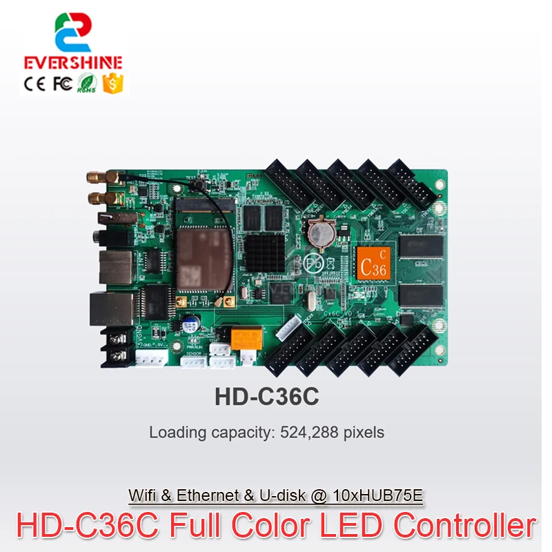 

Huidu HD-C36 C36C of Full Color LED Screen Wi-Fi Control Card Support Widest 8192 Highest 1024 Mobile App Control