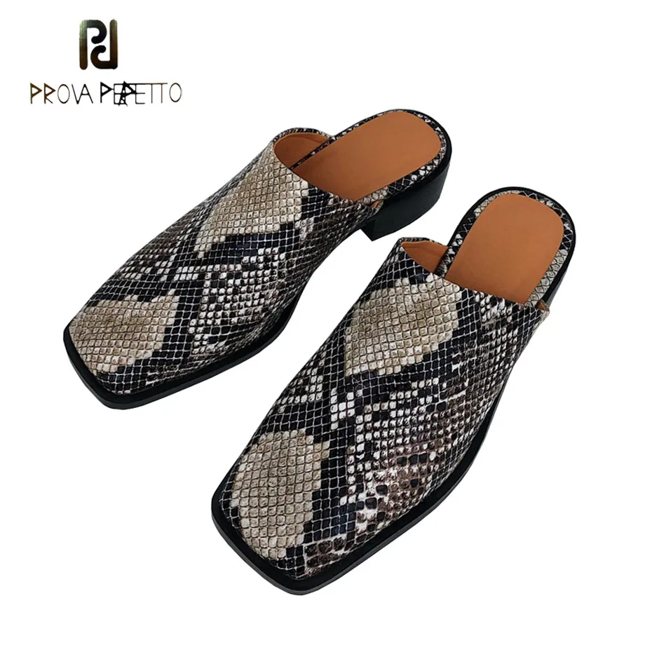 Prova Perfetto Новое поступление женские шлепанцы из натуральной кожи со змеиной