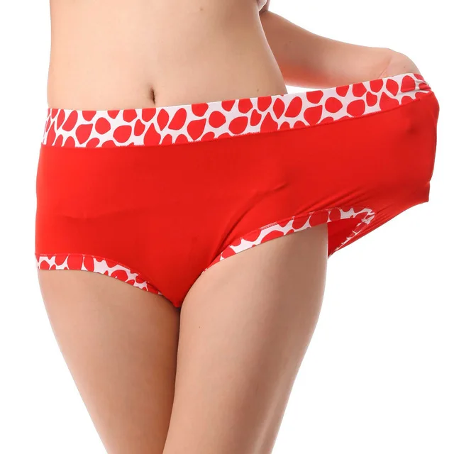 Ropa interior femenina, женские стильные мягкие удобные женские трусики размера плюс 6XL с высокой талией, нижнее белье для мам - Цвет: Красный