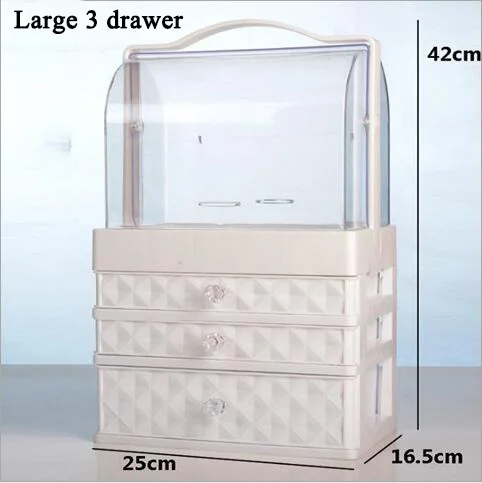 White 3 drawer Коробка для хранения косметики, прозрачная раскладная коробка с двумя ящиками, настольный туалетный столик, коробка для хранения губной помады, коробка для хранения ювелирных изделий для ухода за кожей - Цвет: White 3 drawer