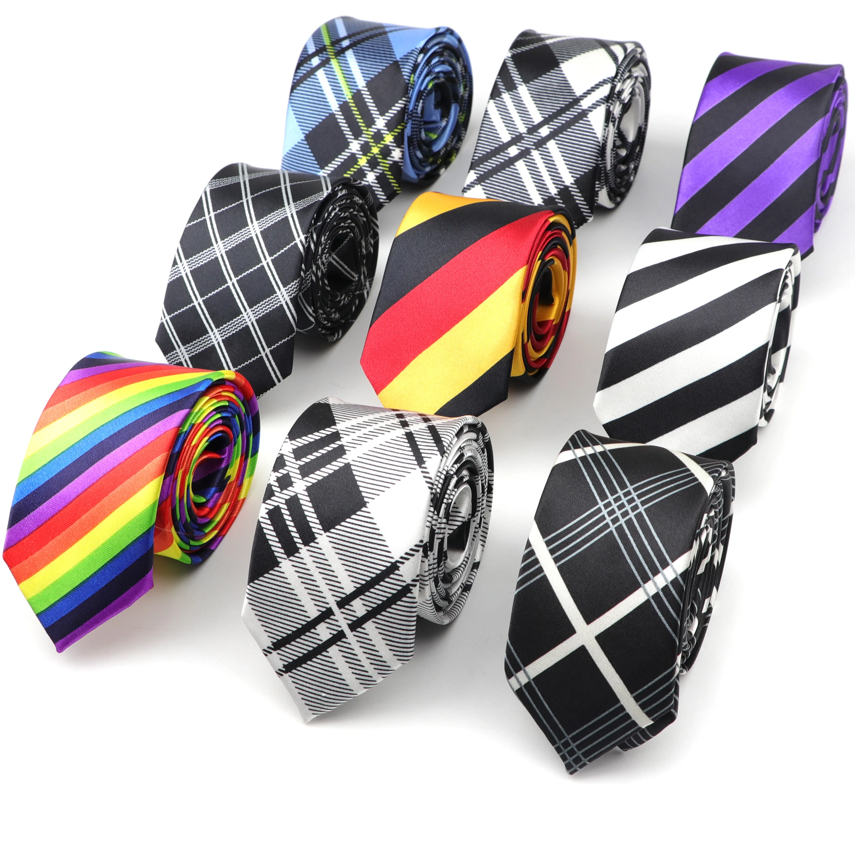 

Men's Slim Tie Striped Plaid Rainbow Necktie 145CM Length 5CM Width Party Pub Fashion Skinny Ties For Suit Shirt Accessories