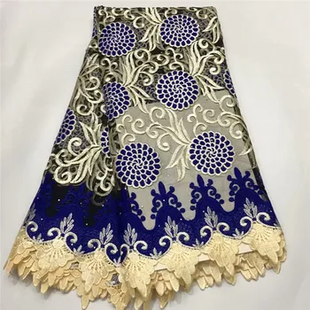 

Newest African Lace Fabric 2019 Embroidered Lace Nigerian Laces Fabric With Stones High Quality French Tulle Lace Fabric E82-141