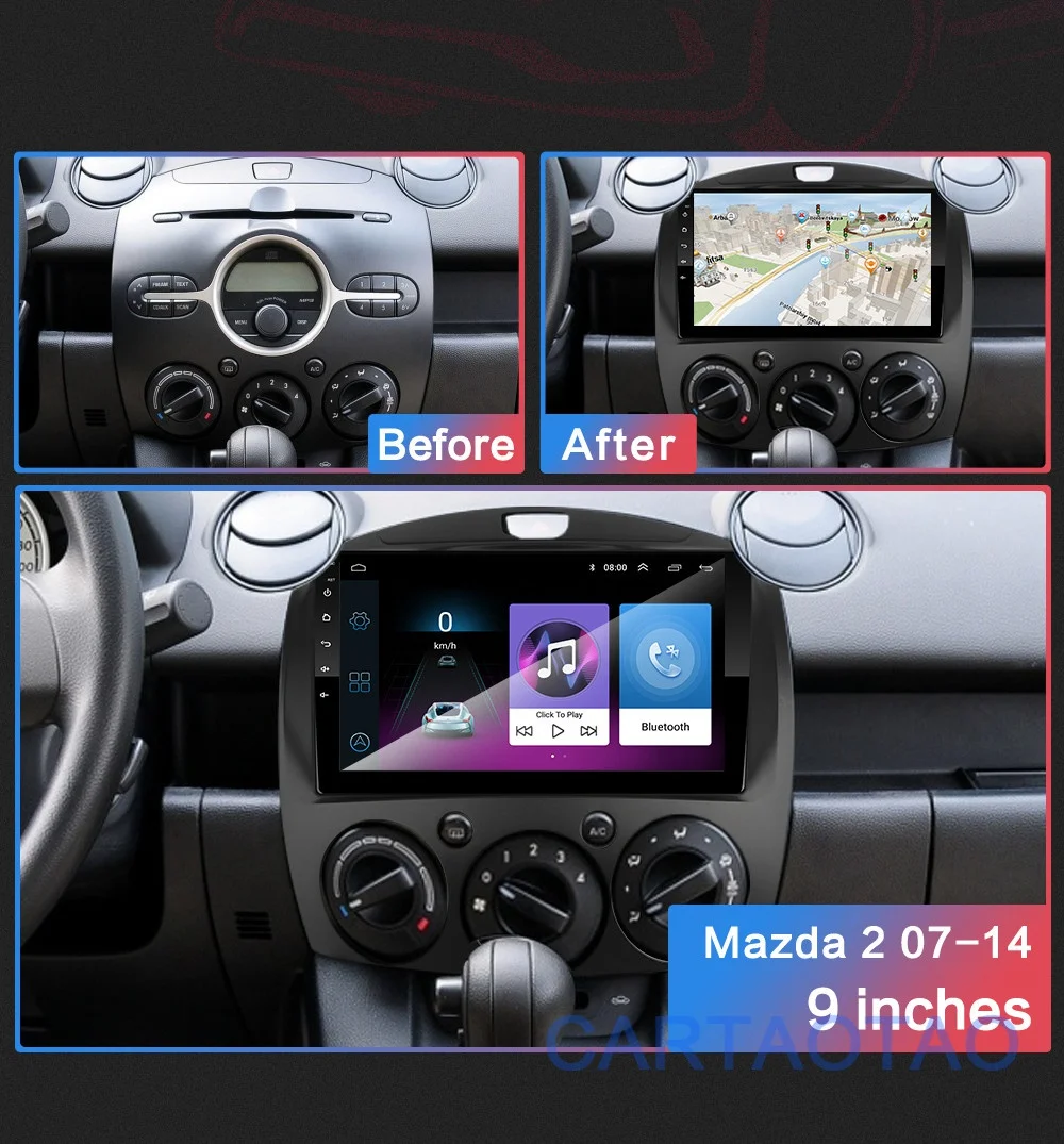 2G+ 32G " Android 8,1 GO автомобильный Радио dvd-плеер для MAZDA 2/Jinxiang/DE/третьего поколения 2007- 2Din радио gps навигация WiFi