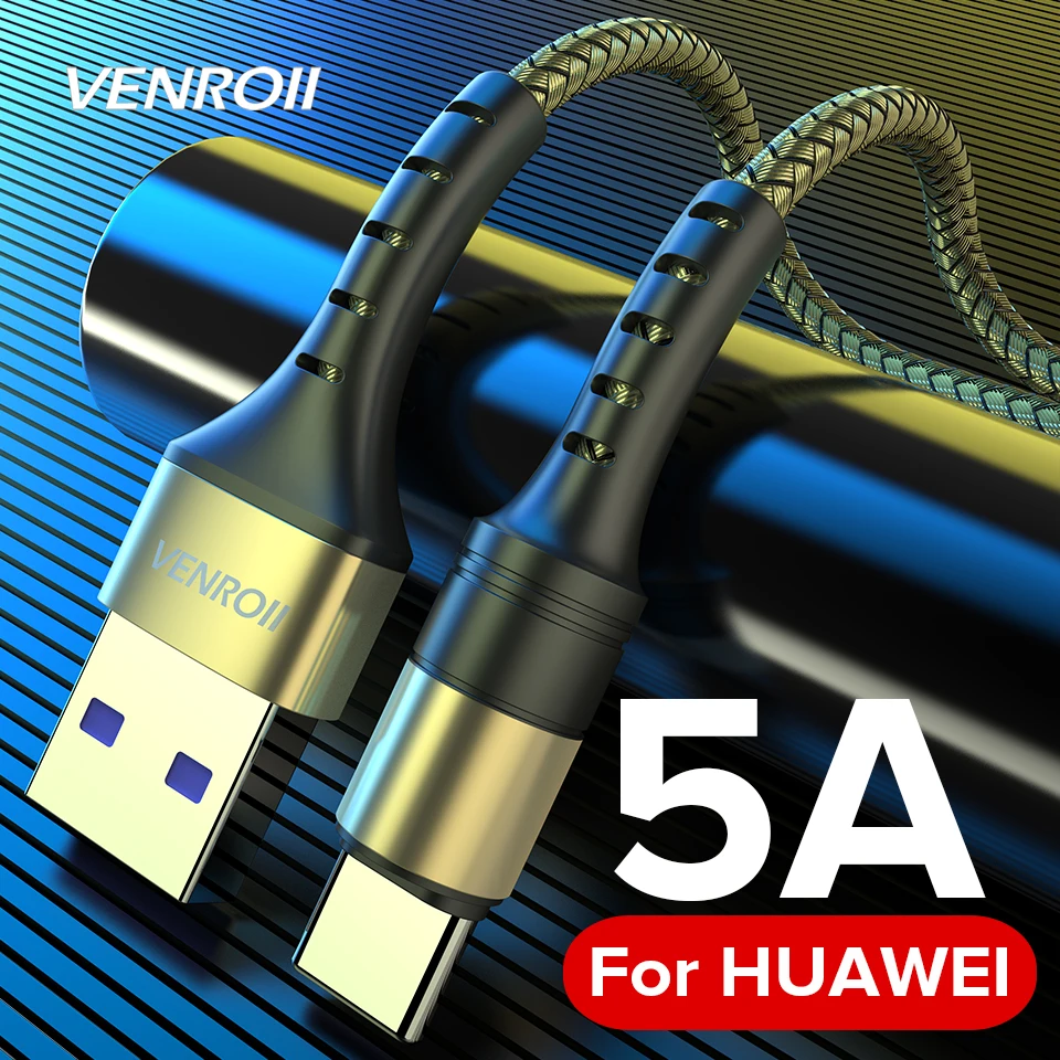 Кабель Venroii USB Type C 5A Supercharge для Huawei Mate 20 P30 P20 Pro Быстрая зарядка шнур телефона Honor 10 8