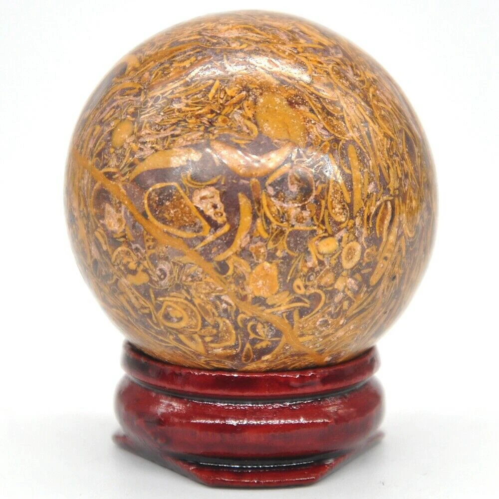 40mm Fossil Elephant Skin Jasper Quartz Crystal Shpere Healing Reiki Gemstone Massage Ball Trinket Natural Stone Decoration