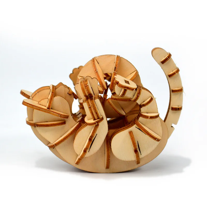 Лазерная резка DIY кот кролик игрушки 3D деревянная головоломка игрушка Сборная модель деревянные наборы украшение стола для детей Дети